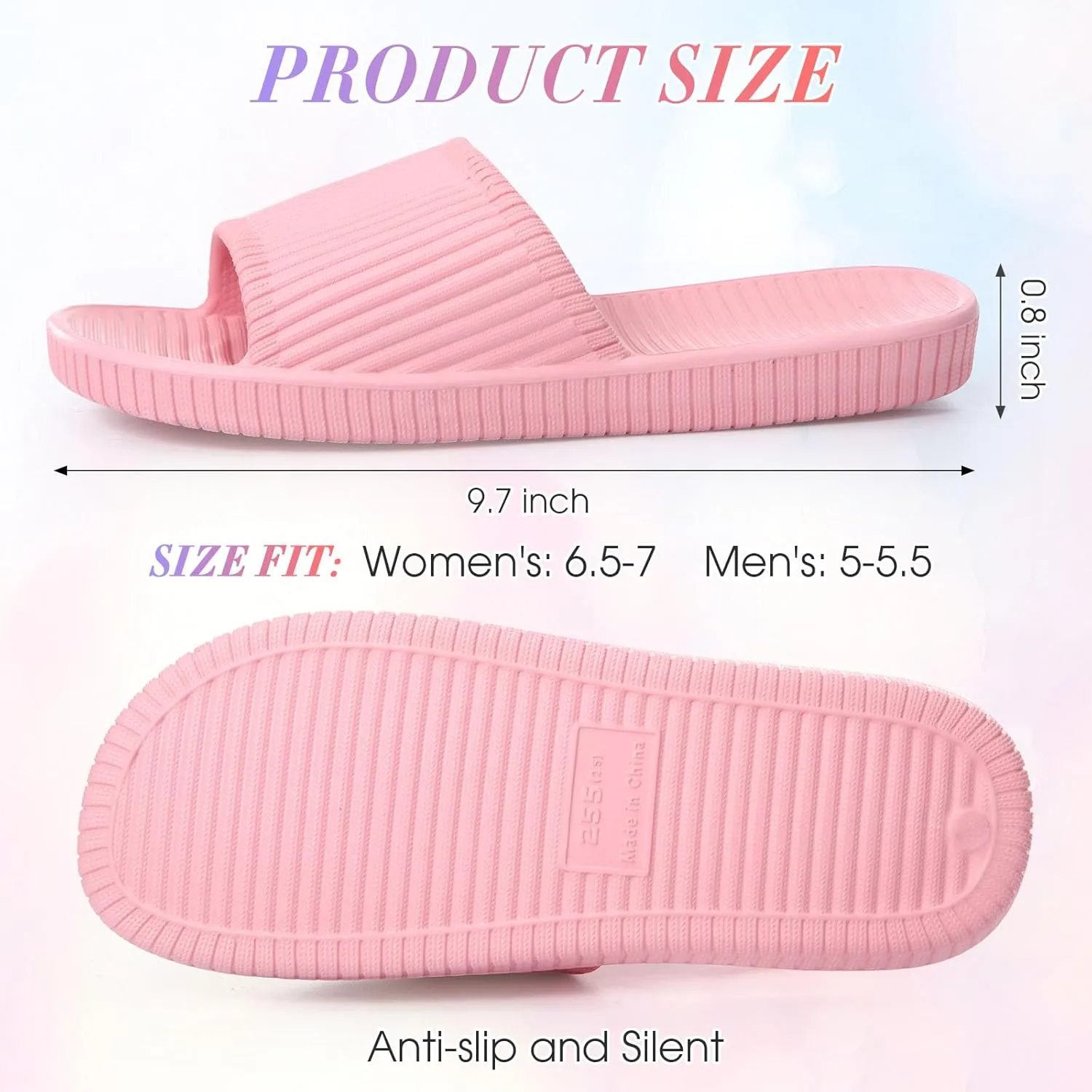 6 Pack Non Slip Shower Slides Lightweight Bath Slippers for Women & Men Pool Sandals for Home Hotel Gym Spa Pool