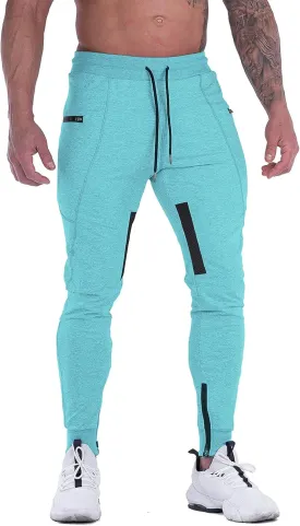 FIRSTGYM Mens Joggers Sweatpants Slim Fit Workout Training Thigh Mesh Gym Jogger Pants with Zipper Pockets