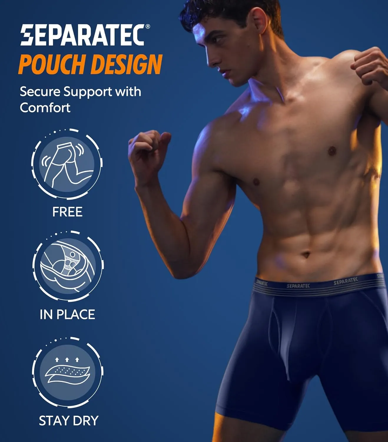 Separatec Mens Underwear with Pouch for balls Anti Chafing Underwear Men Athletic Sport Performance Long Boxer Briefs 3 Pack