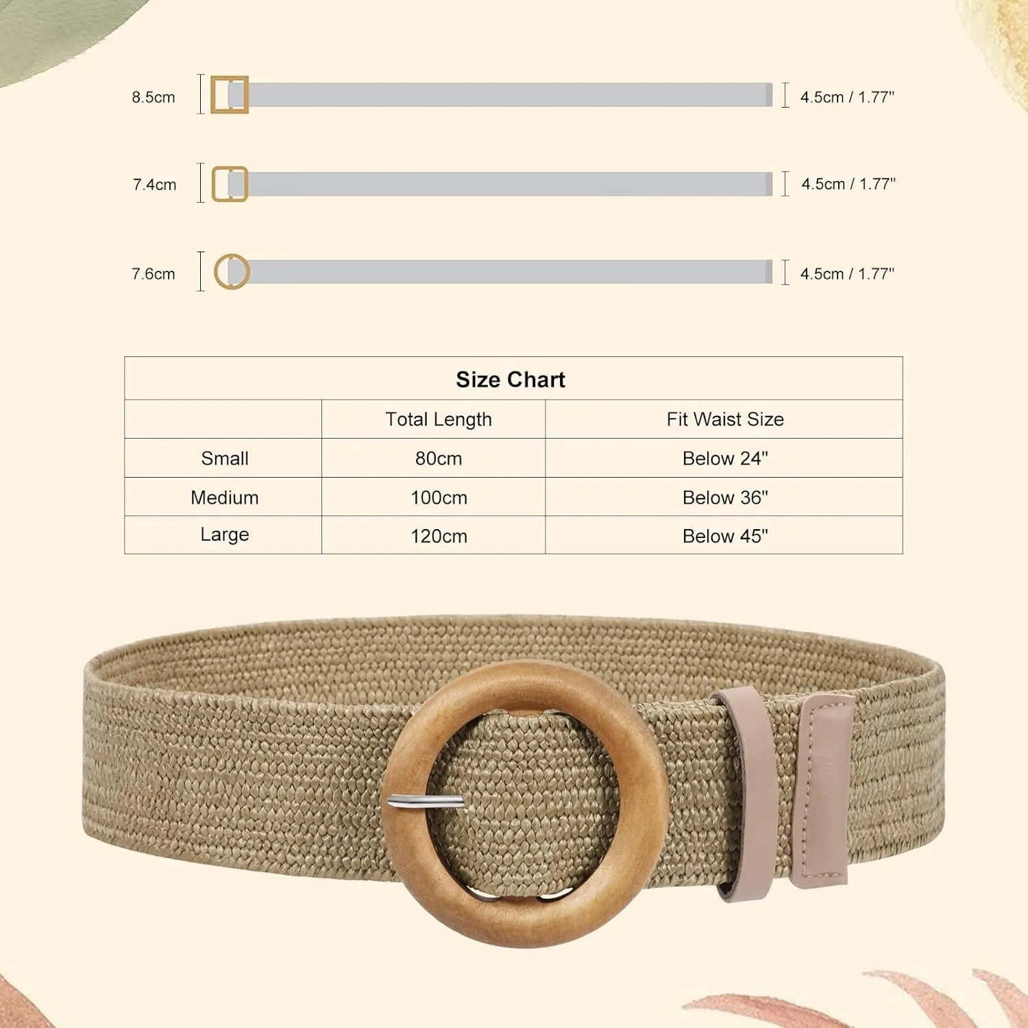 VONMELLI 4 Pack Straw Woven Elastic Stretch Waist Belt Fashion Boho Dress Braided Belts for Women